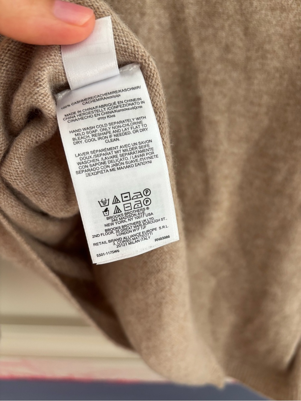 Brooks Brothers cashmere Taupe Cable-Front Crewneck Sweater - Picture 8 of 8